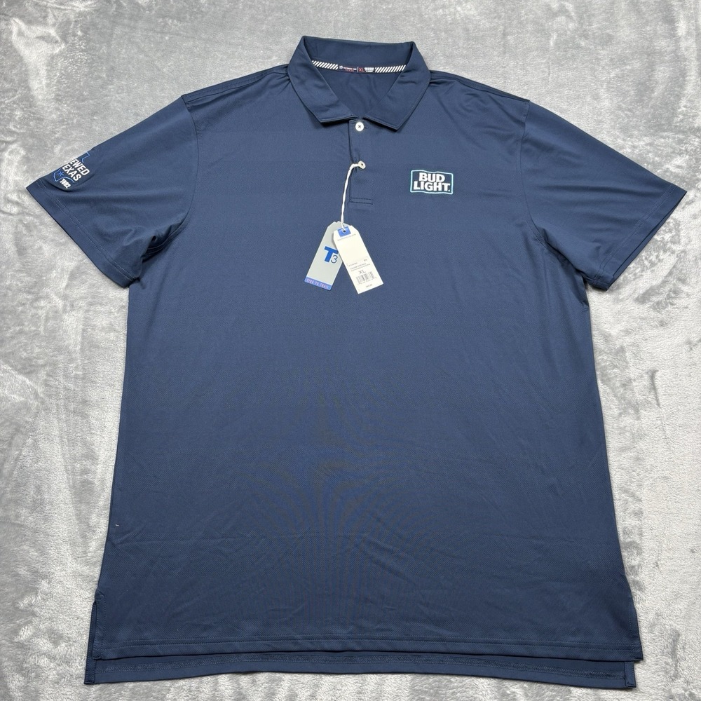 Southern Tide Polo Shirt Men's Size XL Blue T3 Tide to Trail Bud Light Beer NWT